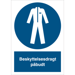Beskyttelsesdragt p&aring;budt - P&aring;budsskilt ISO 7010 M010