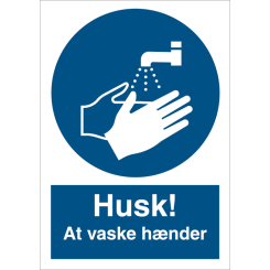 Husk! At vaske h&aelig;nder - P&aring;budsskilt ISO 7010 M011