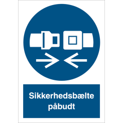 Sikkerhedsb&aelig;lte p&aring;budt - P&aring;budsskilt ISO 7010 M020