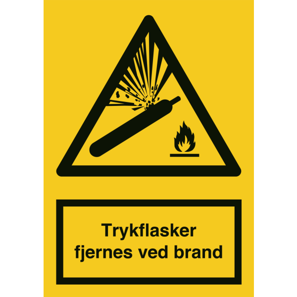Trykflasker fjernes ved brand - Advarselsskilt ISO 7010 W029
